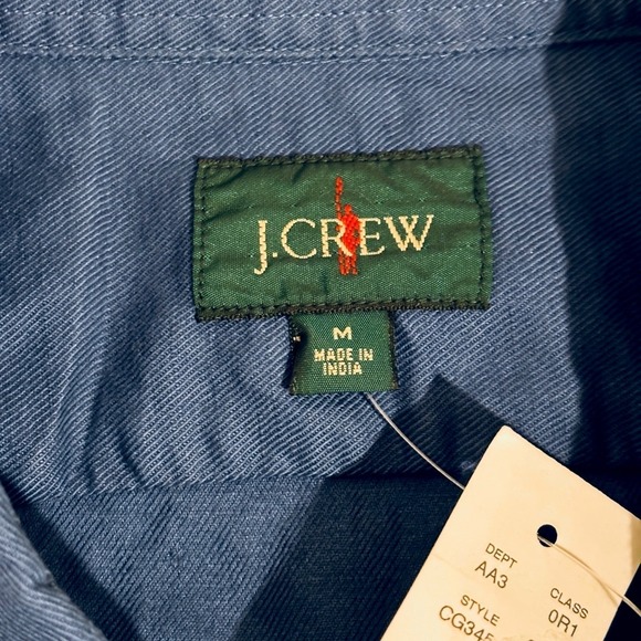 New J.Crew Linen Blend Button Down Shirt Mens M Blue Long Sleeve Two Pockets NWT - Picture 3 of 10